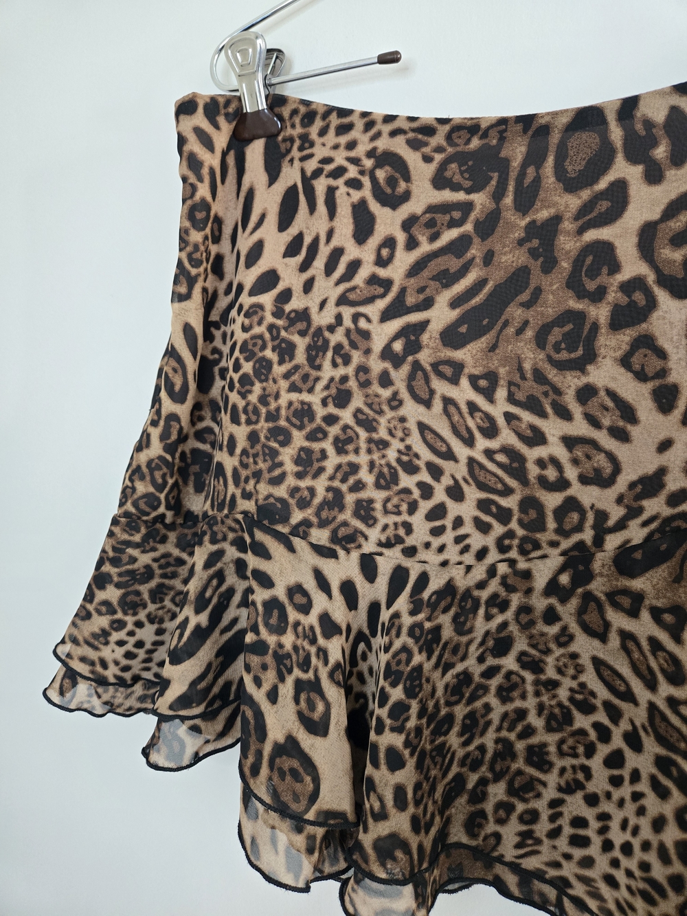 Princess Polly leopard print ruffle mini skirt, brown & black, size 10, new - Picture 3 of 8